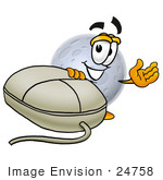 #24758 Clip Art Graphic Of A Full Moon Cartoon Character With A Computer Mouse