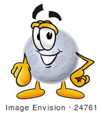 #24761 Clip Art Graphic Of A Full Moon Cartoon Character Pointing At The Viewer