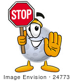 #24773 Clip Art Graphic Of A Full Moon Cartoon Character Holding A Stop Sign