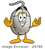#24799 Clip Art Graphic Of A Wired Computer Mouse Cartoon Character With Welcoming Open Arms
