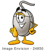#24850 Clip Art Graphic Of A Wired Computer Mouse Cartoon Character Pointing At The Viewer