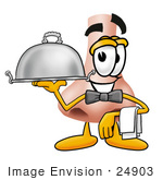 #24903 Clip Art Graphic Of A Human Nose Cartoon Character Dressed As A Waiter And Holding A Serving Platter