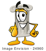 #24960 Clip Art Graphic Of A Pillar Cartoon Character Pointing At The Viewer