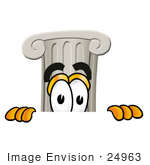 #24963 Clip Art Graphic Of A Pillar Cartoon Character Peeking Over A Surface