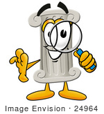 #24964 Clip Art Graphic Of A Pillar Cartoon Character Looking Through A Magnifying Glass