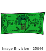 #25046 Clip Art Graphic Of A Tropical Palm Tree Cartoon Character On A Dollar Bill