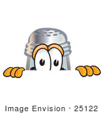 #25122 Clip Art Graphic Of A Ground Pepper Shaker Cartoon Character Peeking Over A Surface