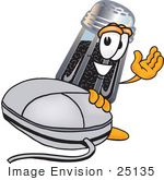 #25135 Clip Art Graphic Of A Ground Pepper Shaker Cartoon Character With A Computer Mouse