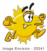 #25241 Clip Art Graphic Of A Yellow Sun Cartoon Character Running