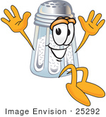 #25292 Clip Art Graphic Of A Salt Shaker Cartoon Character Jumping