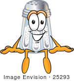 #25293 Clip Art Graphic Of A Salt Shaker Cartoon Character Sitting