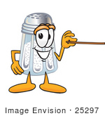#25297 Clip Art Graphic Of A Salt Shaker Cartoon Character Holding A Pointer Stick