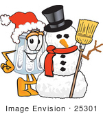 #25301 Clip Art Graphic Of A Salt Shaker Cartoon Character With A Snowman On Christmas
