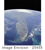 #25455 Stock Photo Of A Vetical Cropped Image Of The State Of Florida As Seen From Space