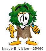 #25460 Clip Art Graphic Of A Tree Character Looking Through A Magnifying Glass