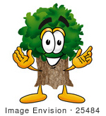 #25484 Clip Art Graphic Of A Tree Character With Welcoming Open Arms