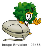 #25488 Clip Art Graphic Of A Tree Character With A Computer Mouse