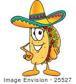 #25527 Clip Art Graphic Of A Crunchy Hard Taco Character Pointing At The Viewer