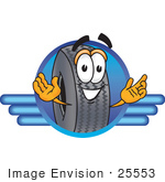 #25553 Clip Art Graphic Of A Tire Character Logo