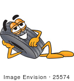 #25574 Clip Art Graphic Of A Tire Character Resting His Head On His Hand