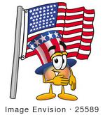 #25589 Clip Art Graphic Of A Patriotic Uncle Sam Character Pledging Allegiance To An American Flag