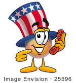 #25596 Clip Art Graphic Of A Patriotic Uncle Sam Character Holding A Telephone