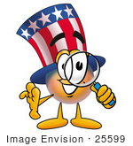 #25599 Clip Art Graphic Of A Patriotic Uncle Sam Character Looking Through A Magnifying Glass