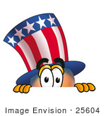 #25604 Clip Art Graphic Of A Patriotic Uncle Sam Character Peeking Over A Surface