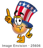 #25606 Clip Art Graphic Of A Patriotic Uncle Sam Character Pointing Upwards
