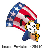 #25610 Clip Art Graphic Of A Patriotic Uncle Sam Character Peeking Around A Corner