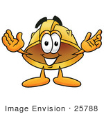 #25788 Clip Art Graphic of a Yellow Safety Hardhat Cartoon Character With Welcoming Open Arms by toons4biz