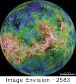 #2583 Hemispheric View Of Venus Centered At 180 Degrees East Longitude
