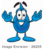 #26205 Clip Art Graphic Of A Blue Waterdrop Or Tear Character With Welcoming Open Arms