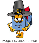 #26260 Clip Art Graphic Of A Blue Snail Mailbox Cartoon Character Wearing A Pilgrim Hat On Thanksgiving