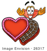 #26317 Clip Art Graphic Of A Plumbing Toilet Or Sink Plunger Cartoon Character With An Open Box Of Valentines Day Chocolate Candies