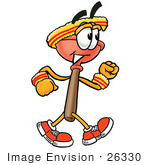 #26330 Clip Art Graphic Of A Plumbing Toilet Or Sink Plunger Cartoon Character Speed Walking Or Jogging
