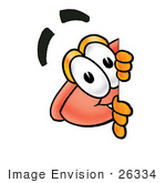 #26334 Clip Art Graphic Of A Plumbing Toilet Or Sink Plunger Cartoon Character Peeking Around A Corner