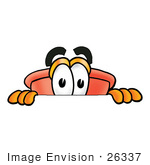 #26337 Clip Art Graphic Of A Plumbing Toilet Or Sink Plunger Cartoon Character Peeking Over A Surface