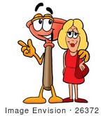 #26372 Clip Art Graphic Of A Plumbing Toilet Or Sink Plunger Cartoon Character Talking To A Pretty Blond Woman