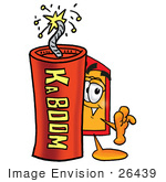 #26439 Clip Art Graphic Of A Red And Yellow Sales Price Tag Cartoon Character Standing With A Lit Stick Of Dynamite
