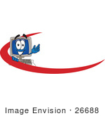 #26688 Clip Art Graphic Of A Desktop Computer Cartoon Character Logo Employee Nametag With A Red Dash
