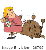 #26705 Hungry Woman Eating A Cheeseburger And Realizing That Its Made Of Dead Cow Clipart
