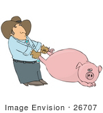#26707 Mean Farmer Pulling A Pig’S Legs Clipart