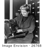 #26768 Stock Photography Of Frances Benjamin Johnston Holding And Looking At Her Camera