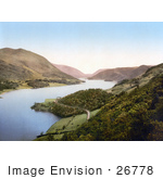 #26778 Stock Photography Of A Deserted Waterfront Road Winding Around The Banks Of The Thirlmere Reservoir Near Helvellyn Mountain In Lake District Cumbria England Uk