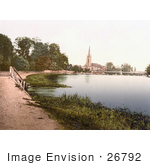 #26792 Stock Photography Of The All Saints Church And Marlow Bridge In Great Marlow Buckinghamshire London England Uk