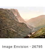 #26795 Stock Photography Of A Horse Drawn Carriage Travelling On A High Mountain Road Through Honister Pass Lake District Cumbria England Uk
