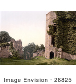 #26825 Stock Photography Of Overgrown Ivy On The Ruins Of The Octagonal Tower At Goodrich Castle In Goodrich Herefordshire England