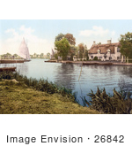#26842 Stock Photography Of A Sailboat Near A Carriage On A Ferry Crossing The River Bure In Horning Norfolk England
