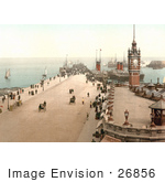 #26856 Stock Photography Of Steamers And Sailboats In The Harbor And People Near The Clock Tower On Victoria Pier Douglas Isle Of Man England